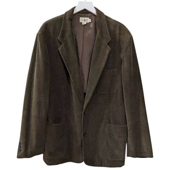 Vintage 90s J. Crew Mens L Olive Green 100% Cotton Corduroy Two Button Sportcoat - Picture 1 of 6